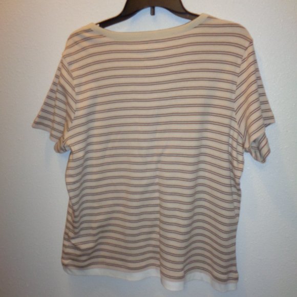 Basic Editions Women's Layered Henley Short Sleeve Striped Top Size XL N… - Picture 8 of 11